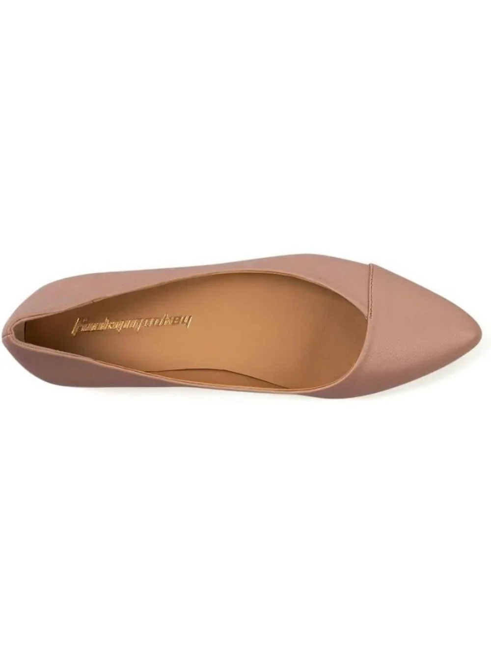FUNKYMONKEY Women's Coffee Faux Leather Pointed Toe Slip On Ballet Low Heel Flat
